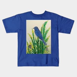 Nevada state bird and flower, the mountain bluebird and sagebrush Kids T-Shirt